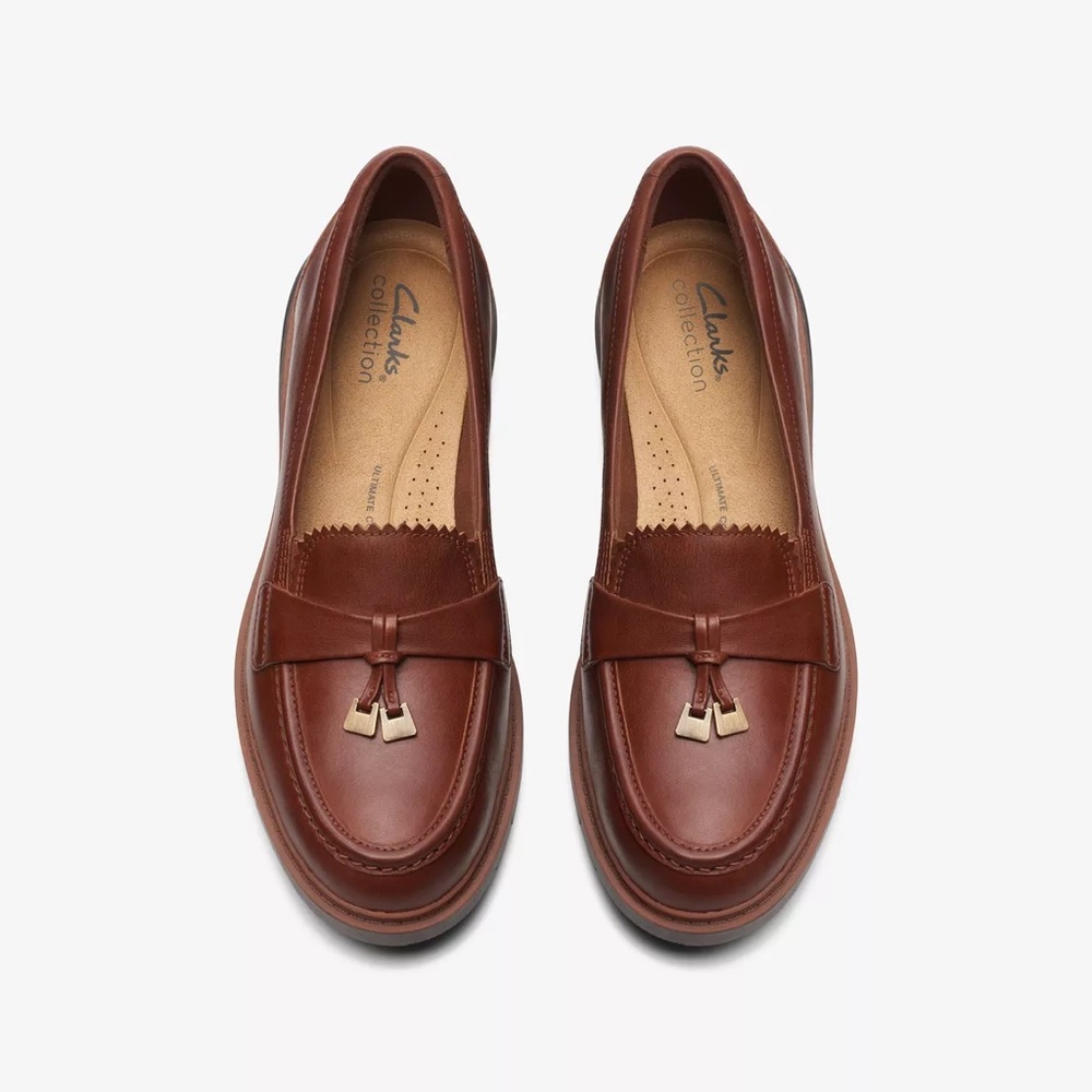 Clark’s Size 9 Westlynn Bella Tan Leather Loafers, New Without Box